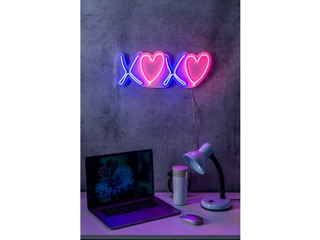 WALLXPERT Dekorativna plastična LED rasveta Tic Tac Toe XoXo Blue