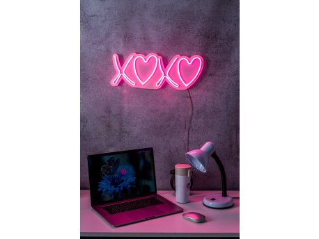 WALLXPERT Dekorativna plastična LED rasveta Tic Tac Toe XoXo Pink