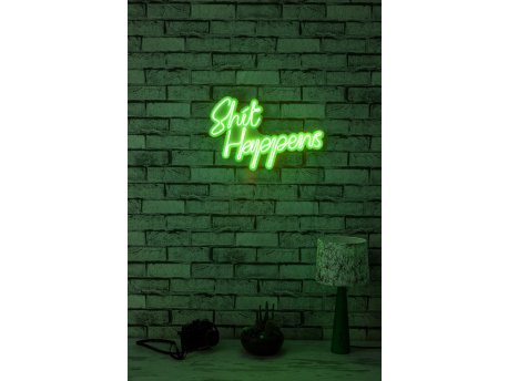 WALLXPERT Dekorativna plastična LED rasveta Shit Happens Green
