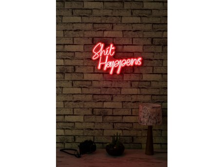 WALLXPERT Dekorativna plastična LED rasveta Shit Happens Red