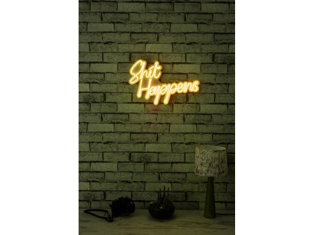 WALLXPERT Dekorativna plastična LED rasveta Shit Happens Yellow