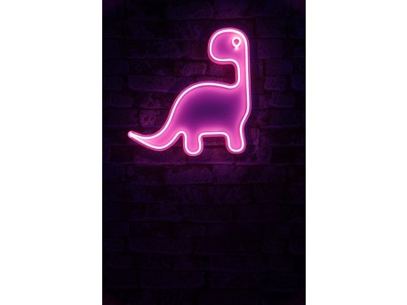 WALLXPERT Dekorativna plastična LED rasveta Dino the Dinosaur Pink