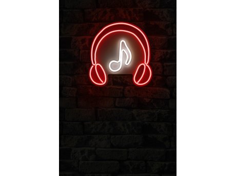 WALLXPERT Dekorativna plastična LED rasveta Music Sound Headphones Red