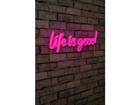 WALLXPERT Dekorativna plastična LED rasveta Life Is Good Pink