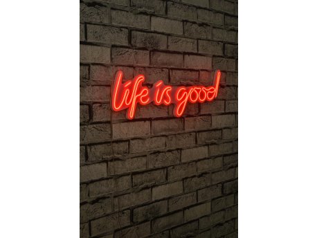 WALLXPERT Dekorativna plastična LED rasveta Life Is Good Red