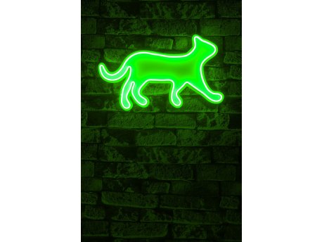 WALLXPERT Dekorativna plastična LED rasveta Kitty the Cat Green