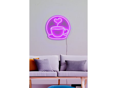 WALLXPERT Dekorativna plastična LED rasveta Coffee Cup Pink