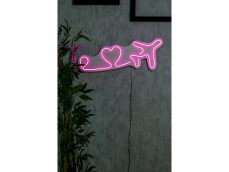 WALLXPERT Dekorativna plastična LED rasveta Love Trip Plane Pink