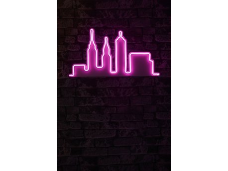 WALLXPERT Dekorativna plastična LED rasveta City Skyline Pink