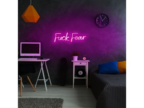 WALLXPERT Dekorativna plastična LED rasveta Fuck Fear Pink
