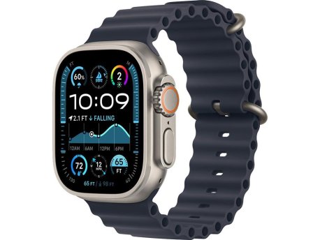 APPLE Watch Ultra2 v2 Cellular 49mm Natural Titanium Case with Navy Ocean Band (mx4d3se/a)