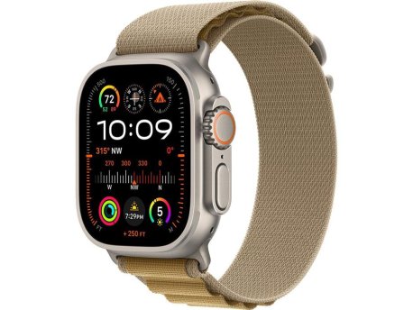APPLE Watch Ultra2 v2 Cellular 49mm Natural Titanium Case with Tan Alpine Loop - Medium (mx4f3se/a)
