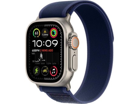 APPLE Watch Ultra2 v2 Cellular 49mm Natural Titanium Case with Blue Trail Loop - M/L (mx4l3se/a)