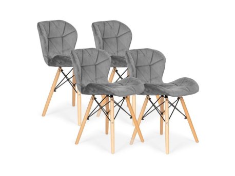 ModernHome Ferra trpezarijske stolice set 4 kom Velvet siva (KJC208 GRAY)