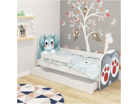 ACMA VII Krevet za decu sa dodatnom fiokom Animals White 180 x 80 cm