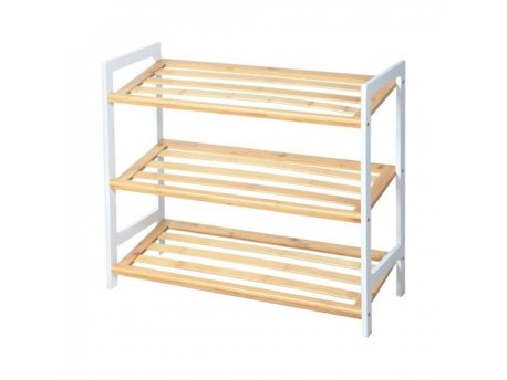 Bolzz Polica za obucu 3 nivoa bamboo bela