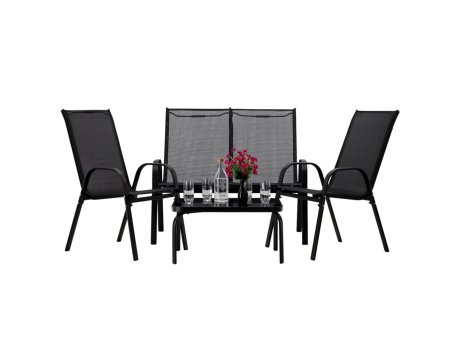 CHOMIK Set baštenskog nameštaja sa stočIćem - crni NEO6397