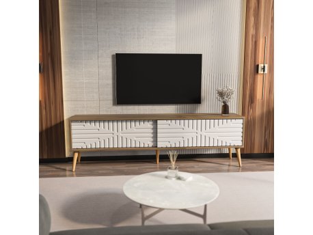 HANAH HOME TV polica Riso Walnut White