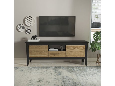 HANAH HOME TV polica Verde Modern Black Oud Oak