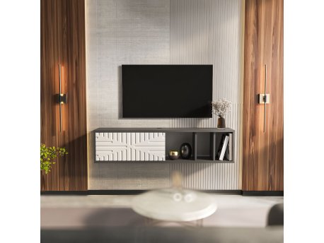 HANAH HOME TV polica Teo Floating Anthracite White