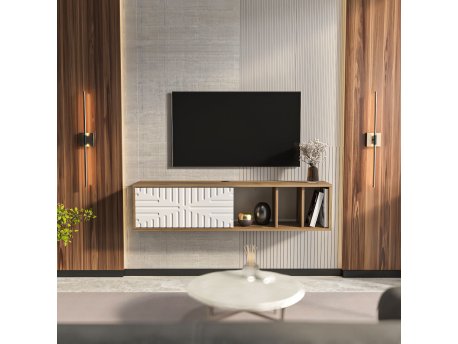 HANAH HOME TV polica Teo Floating Walnut White