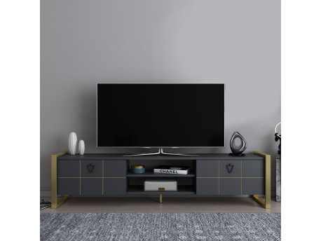 HANAH HOME TV polica Mila Anthracite Gold