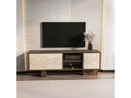HANAH HOME TV polica Monaco Walnut Travertine