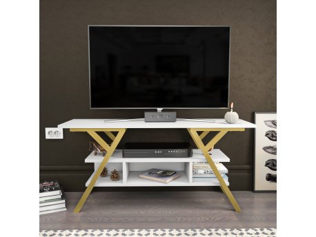 HANAH HOME TV polica Minerva Gold White