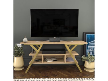 HANAH HOME TV polica Minerva Gold Oak
