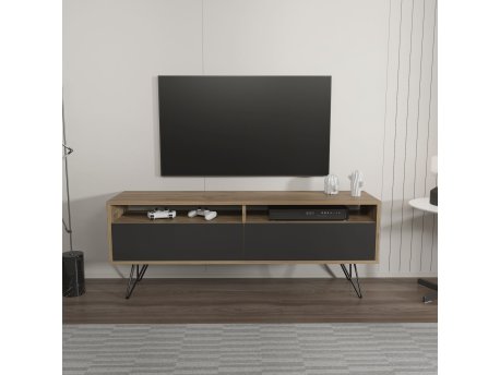 HANAH HOME TV polica Flay Walnut Black