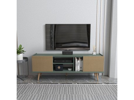 HANAH HOME TV polica Ekvador Light Brown Green