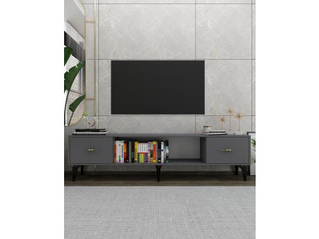 HANAH HOME TV polica Sinta Anthracite Gold