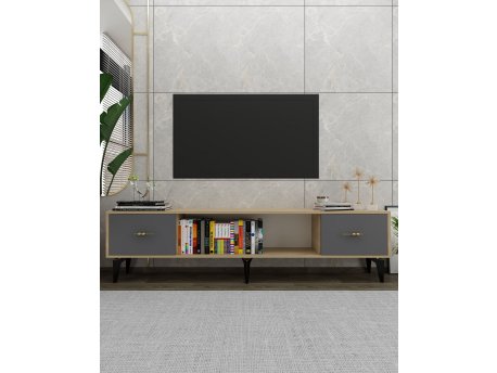 HANAH HOME TV polica Sinta Sapphire Oak Anthracite Gold