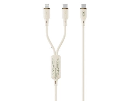XO XO kabl za telefon 2u1 USB-C - Lightning + USB-C 1,2m BEIGE 60W