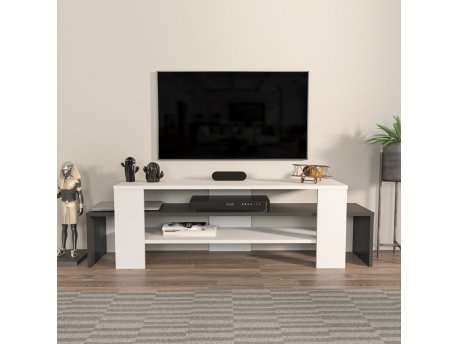 HANAH HOME TV polica Lenora White Anthracite