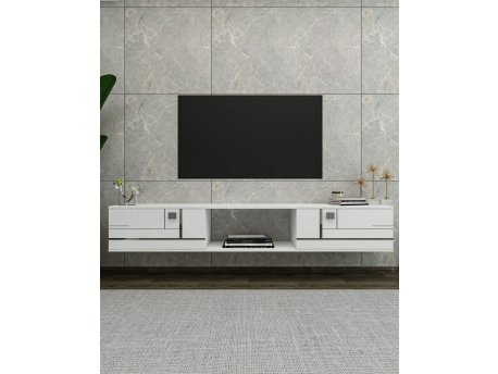HANAH HOME TV polica Aredam White Silver