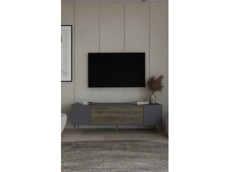HANAH HOME TV polica Dekos Anthracite Walnut Silver