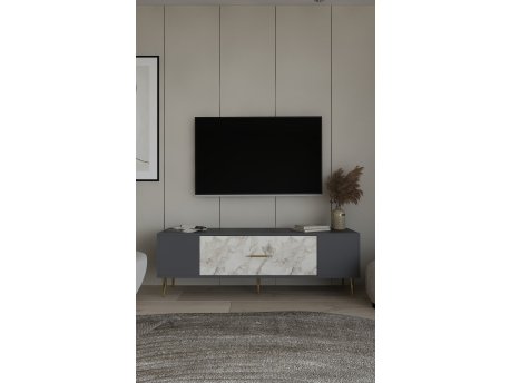 HANAH HOME TV polica Dekos Anthracite Ephesus Marble Gold
