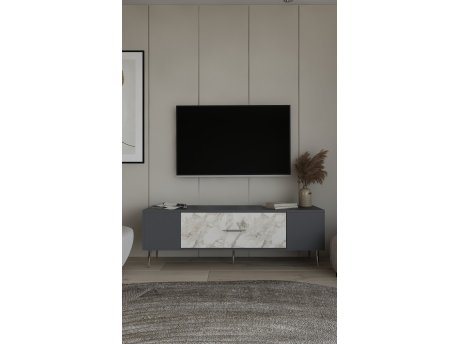 HANAH HOME TV polica Dekos Anthracite Ephesus Marble Silver
