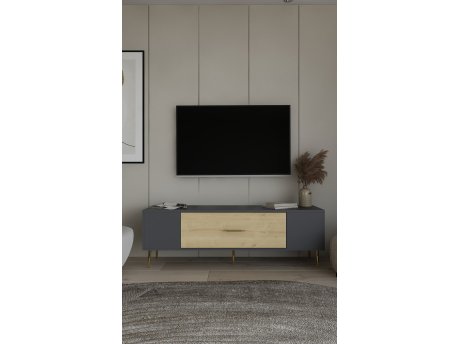HANAH HOME TV polica Dekos Anthracite Sapphire Oak Gold