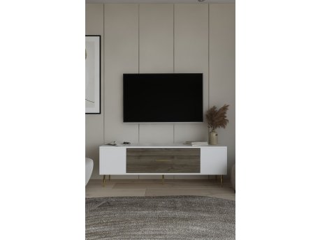 HANAH HOME TV polica Dekos White Walnut Gold