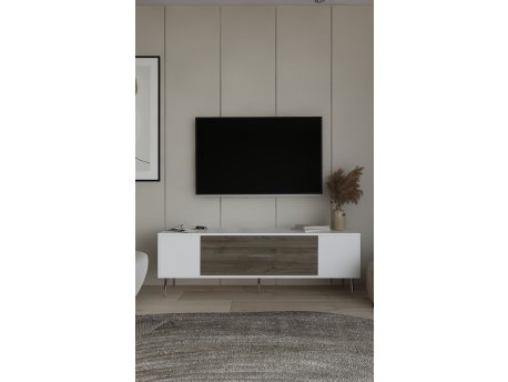 HANAH HOME TV polica Dekos White Walnut Silver