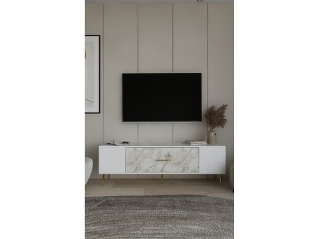 HANAH HOME TV polica Dekos White Ephesus Marble Gold