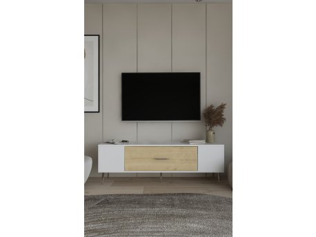 HANAH HOME TV polica Dekos White Sapphire Oak Silver