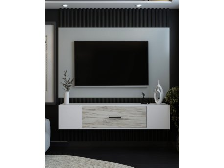 HANAH HOME TV polica Kodaks White Ephesus Marble