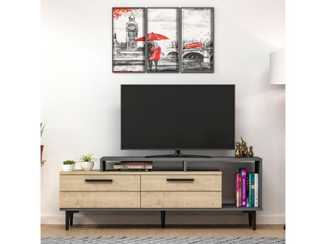 HANAH HOME TV polica Niva Sapphire Oak Anthracite