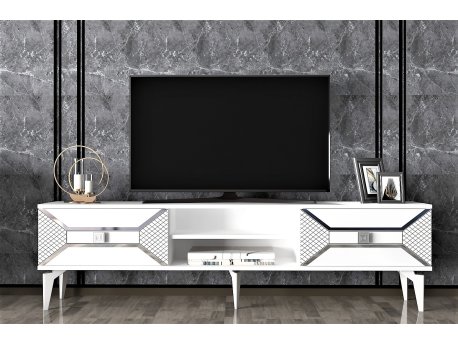 HANAH HOME TV polica Yumedi White Silver