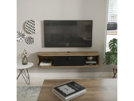 HANAH HOME TV polica Ibarra Black Oud Oak