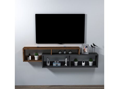 HANAH HOME TV polica Atlantis Light Walnut Anthracite