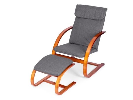 ModernHome Stolica za ljuljanje sa naslonom za noge walnut